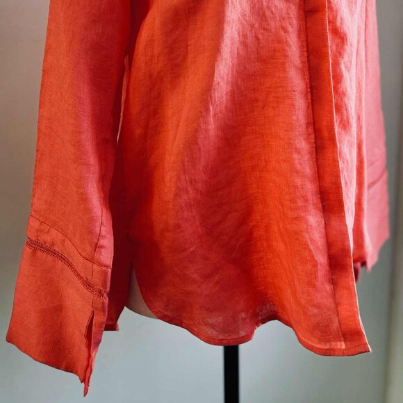 Massimo Dutti Coral Linen Long Sleeve Shirt with Ladder Stitch Cuffs – US 6 - Picture 2 of 13